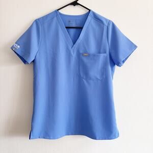 FIGS Technical Collection Unisex S Blue VNeck Catarina Scrub Top *Aya Healthcare